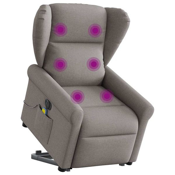 vidaXL Elektrischer Massagesessel mit Aufstehhilfe Taupe Stoff, 3303411