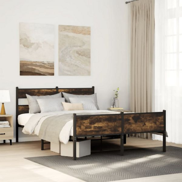 vidaXL Bettgestell ohne Matratze Räuchereiche 140x190 cm Holzwerkstoff, 4017236