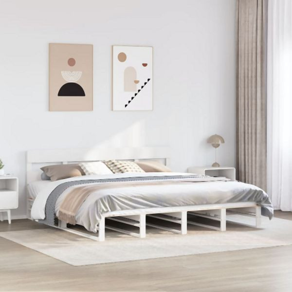 vidaXL Massivholzbett ohne Matratze Weiß 180x200 cm Kiefernholz, 3302304