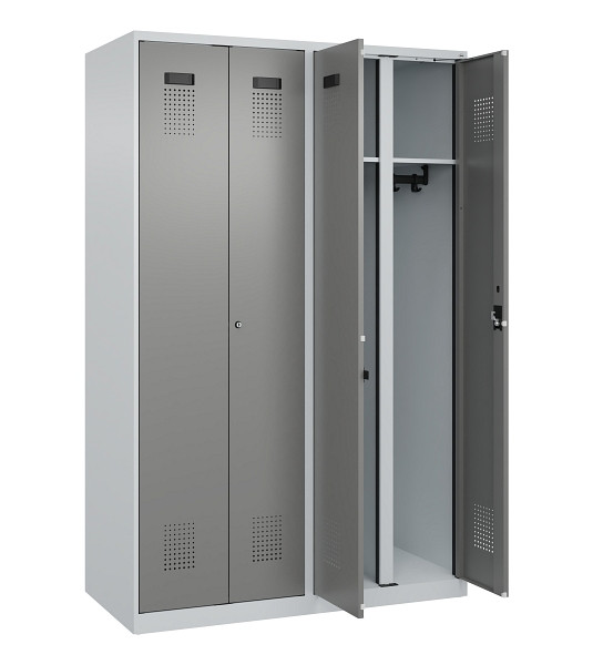 C+P Schwarz-Weiß-Spind Evolo PLUS, 4 Abteile, 1850x1200x500mm, 7035/0004, Zylinderschloss, 049002-40 S10041