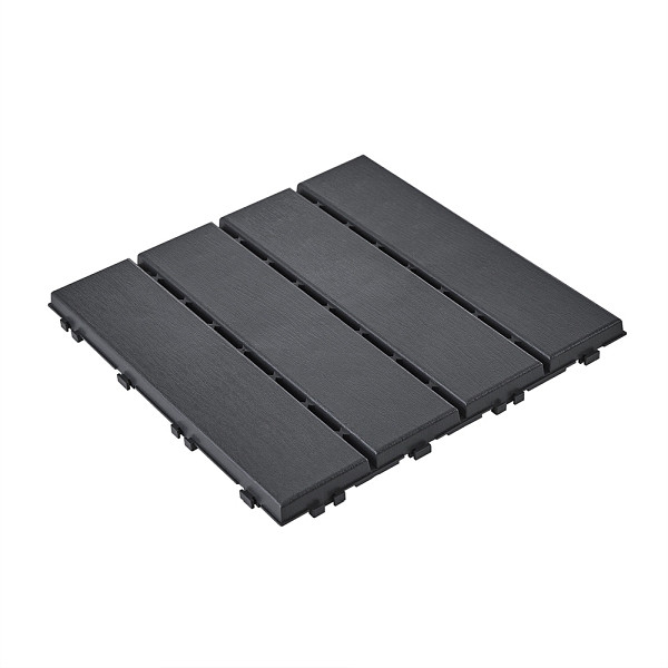 SoBuy Raumteiler in Schwarz, Bodenfliesen mit Klick-System, Verlegeplatten aus PP-Kunststoff für Außenbereich, 31×31×2 cm, Tragkraft 113 kg, SDA14-HG