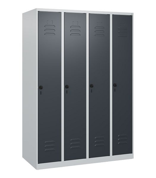 C+P Umkleidespind Classic PLUS, 4 Abteile, 1700x1200x500mm, 7035/7016, Drehriegel, 0800007-40 S10007