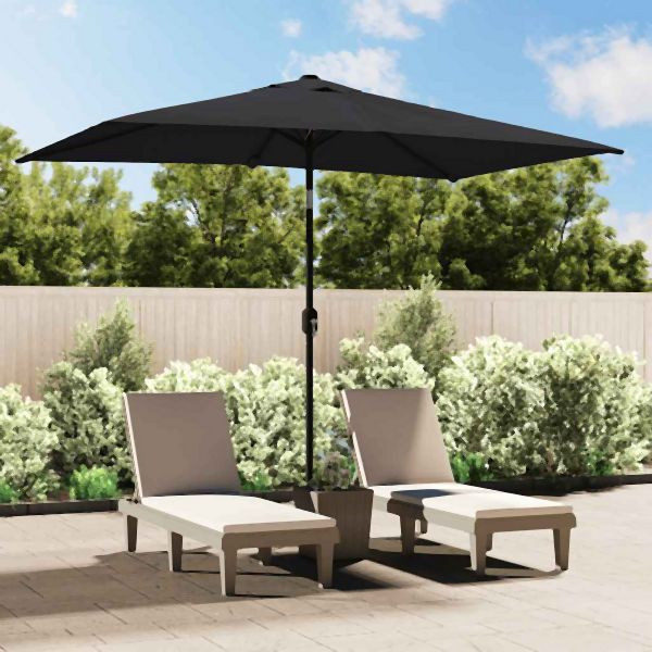 vidaXL Sonnenschirm mit Metall-Mast 300x200 cm Schwarz, 47128