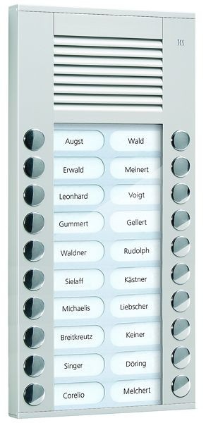 TCS Audio Außenstation Serie PES 20 Klingeltasten (rechts-/ linksbündig), AP silber, PES20-EN/04
