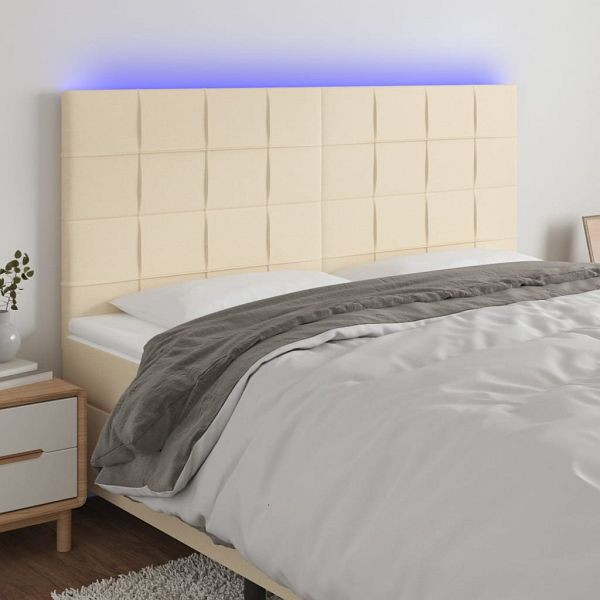 vidaXL LED Kopfteil Creme 160x5x118/128 cm Stoff, 3122435