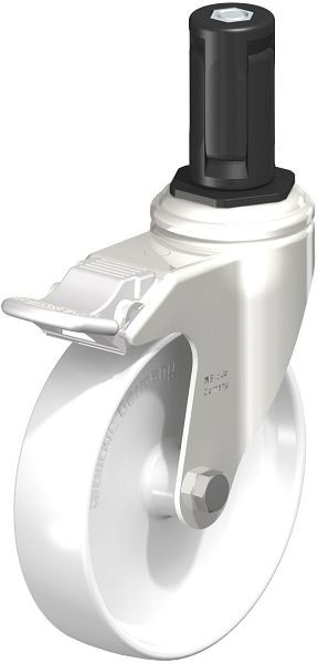 Blickle LKRXA-PO 126G-11-FI-EXR14 Edelstahl-Apparate-Lenkrolle mit Expander & Feststeller, Polyamid, Weiß, 853559