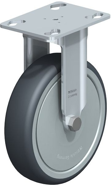 Blickle BKPA-TPA 126K-FK Apparate-Bockrolle mit Anschraubplatte, Thermoplastisches Gummi-Elastomer, Grau, 575365
