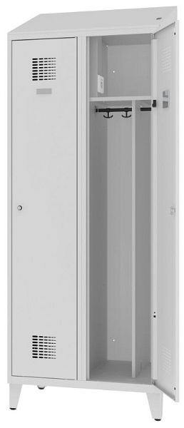 Eurobox Umkleidespind Strom, 2 Abteile, mit Steckdose, 400 mm mit Füßen, 1001-040201