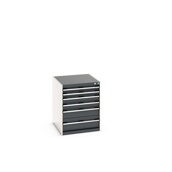 bott cubio Schubladenschrank bestückt, mit 6 Schubladen, BxTxH: 650x750x800mm, RAL 7035/7016, Anthrazitgrau, 40027019.19V