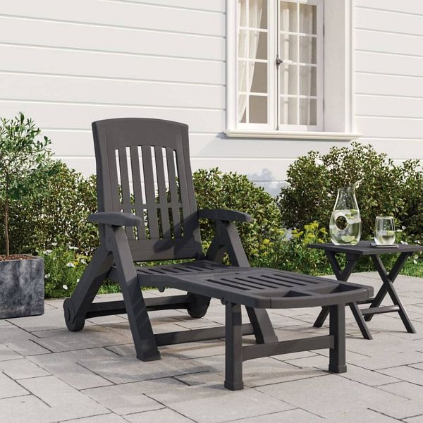 vidaXL Klappliege mit Rollen Anthrazit PP, 364698, 8720845897673