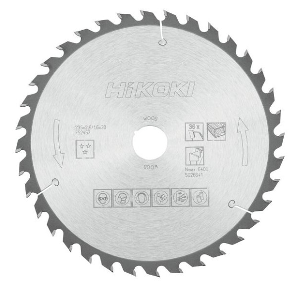 HiKOKI TCT Kreissägeblatt Holz 235x30 Z36 Wechselzahn, 752457