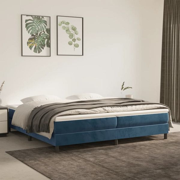 vidaXL Boxspringbett mit Matratze Dunkelblau 200x200 cm Samt, 3144355