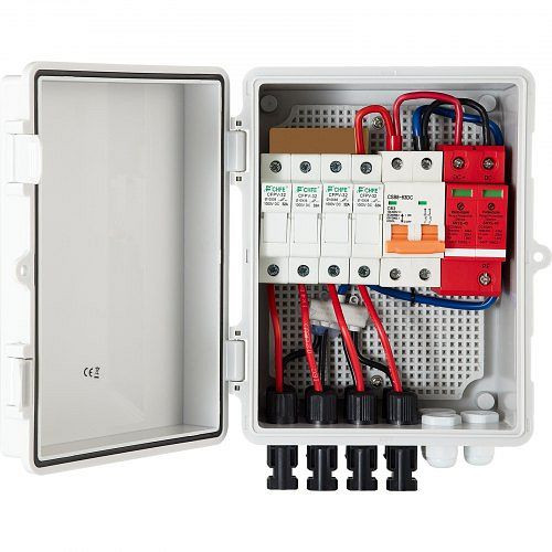 VEVOR 4-saitige PV Kombinationskasten 15 A Sicherungskasten, 500 V Wohnungsverteiler, G2415A63AIP654HIKV0