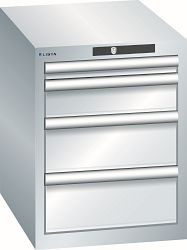LISTA Schubladenschrank 18x27E (BxTxH) 411x572x533mm KEY Lock, Lichtgrau, 4 Schubladen, Fronthöhen: 50 - 150 mm, 78.414.020