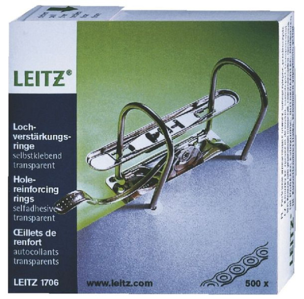 LEITZ 1706 Lochverstärkungsringe, Polypropylen, 500 Stück, weiß-transparent, 17060000