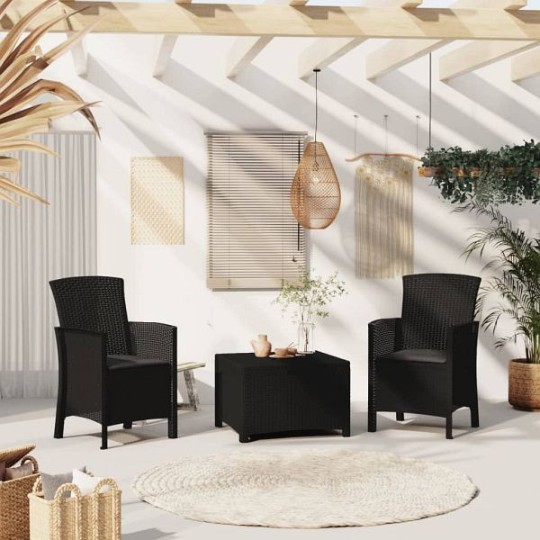 vidaXL Gartenstühle 2 Stück mit Kissen PP Rattan Graphitgrau, 318229