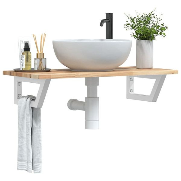 vidaXL Waschbeckenregal Wandmontage Stahl und Akazienholz, 3302674