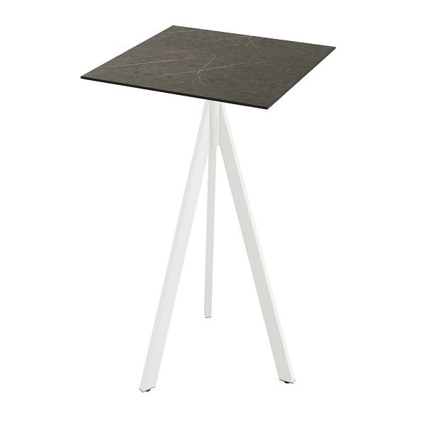 Feros Infinity Tripod Stehtisch Weiß frame + Midnight Marble HPL Tischplatte 70x70 cm, 140051677