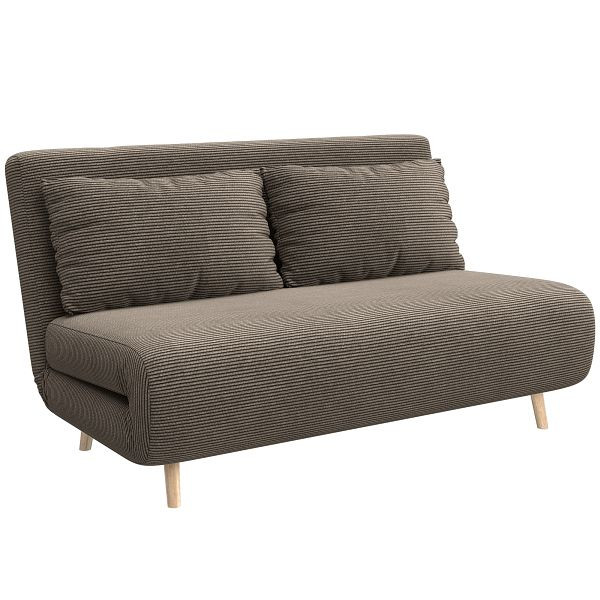 HOMCOM Schlafsofa, Gästebett, 3-fach verstellbare Rückenlehne, Kordoptik, bis 120 kg, 141 x 90 x 81 cm, Dunkelbraun, 839-902V00DR