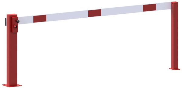 Schake Kompakte Handschranke 2,5m mit fester Auflagestütze, rot / weiß, mit Dreikantverschluss, 4011_250FPB