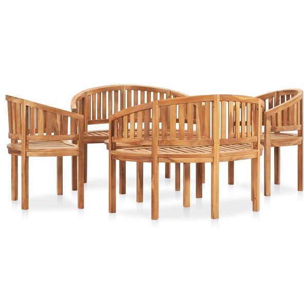 vidaXL 5-teilig Garten-Lounge-Set Massivholz Teak, 3059964
