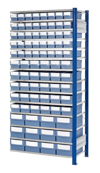 Kappes RasterPlan Steckregal mit Volumenkästen Modell 33, 2000 x 1000 x 400 mm, Anbaufeld, taubenblau, 5232.01.3821