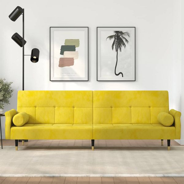 vidaXL Schlafsofa mit Kissen Gelb Samt, Füllung: Schaumstoff, 351862