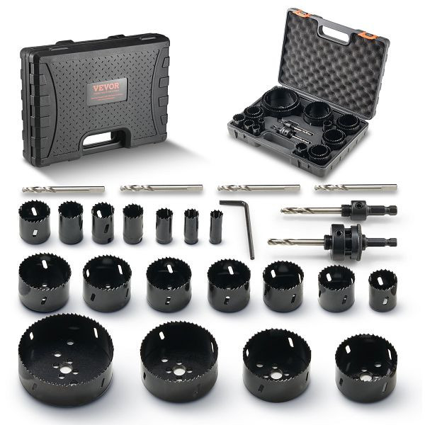 VEVOR Lochsäge Set Bimetall, 18-tlg. Lochblätter, 6 Lochbohrer Schnitttiefe 38 mm, Bimetall Lochsägensatz Bohrmaschine Zubehör, KJTJSJSPF18OWVFQPV0