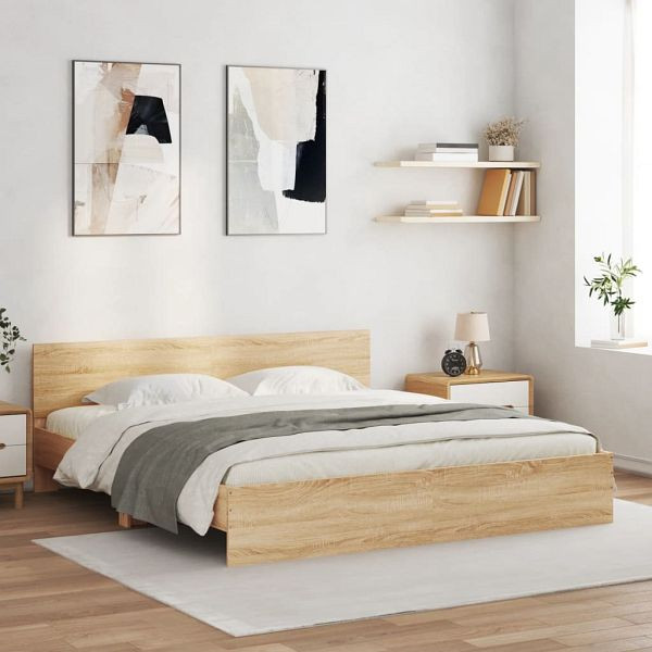 vidaXL Bettgestell mit Kopfteil Sonoma-Eiche 180x200 cm, 3207464