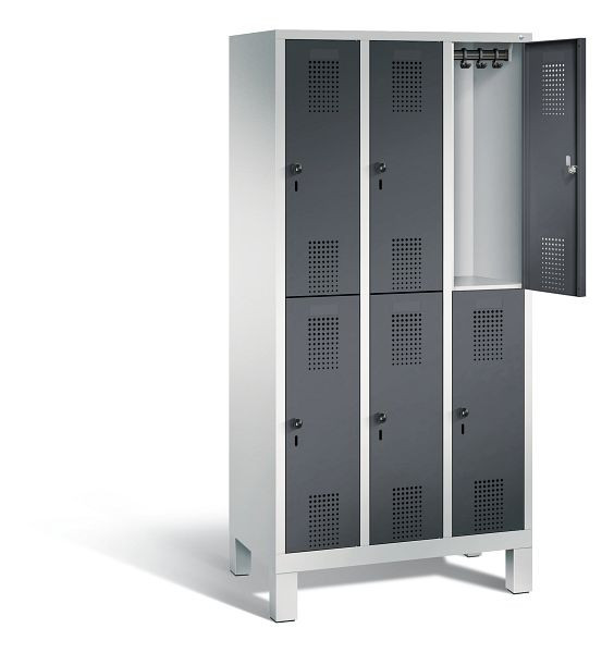 C+P Spind doppelstöckig Evolo, H1850xB900xT500mm, Farbe: Lichtgrau / Schwarzgrau, 48310-30 S10264