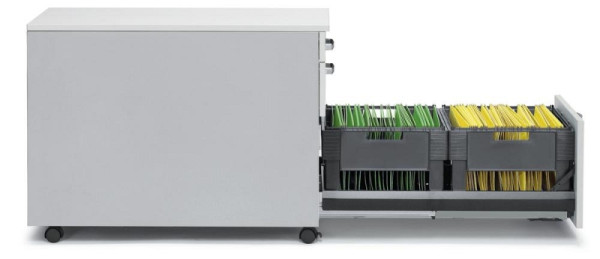 Deskin Rollcontainer CONCEPT LINE, Dekor lichtgrau, Korpus Metall Alusilber, B 396 x H 595 x T 790 mm, 270257