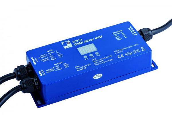 rutec LD DMX Aktor IP67 240W/12V 480W/24V für VARDAflex 4x1 Kanal 4 Adressen, 80220
