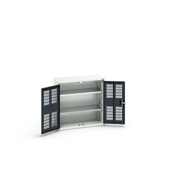 bott verso Flügeltürschrank mit Belüftung, mit 2 Fachböden, BxTxH: 800 x 350 x 800 mm, Lichtgrau / Anthrazitgrau, 16926730.19