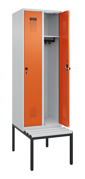 C+P Spind Evolo PLUS, 2 Abteil, 2120x600x815mm, 7035/2004, Drehriegel, Sitzfläche Kunststoff, Sitzbank, 0490507-20 S10056