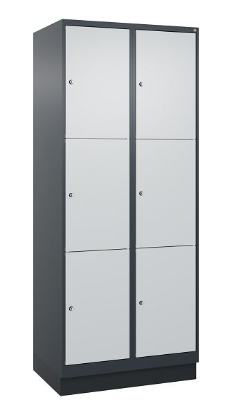 C+P Schließfachschrank Classic PLUS, Sockel, 2 Abteile mit je 3 Fächern, 1950x800x500mm, 7016/7035, 080020-223 S10016