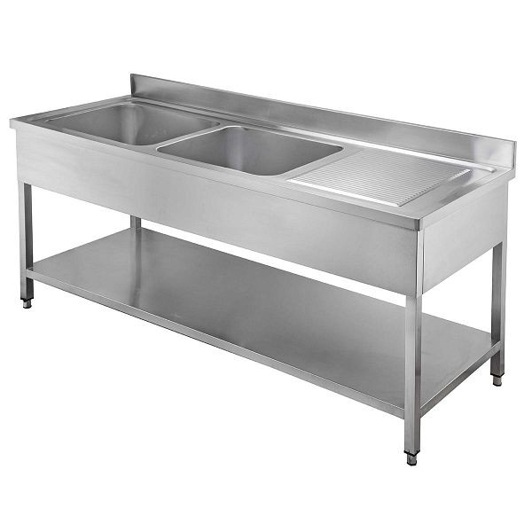 Vaiotec TOPLINE Spültisch 600 / 2 Becken links + Abtropffläche L: 1800 mm, 10444