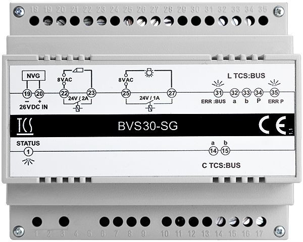 TCS Versorgungs- und Steuergerät für Unteranlagen an 1 Strang, Hutschiene 6 TE, BVS30-SG