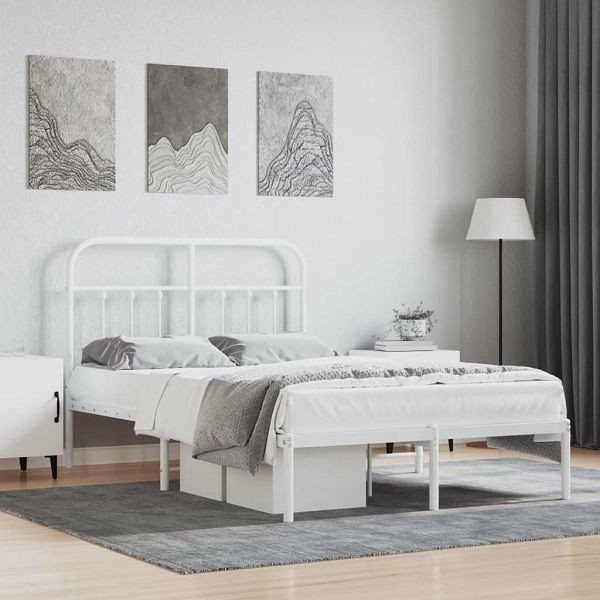 vidaXL Bettgestell mit Kopfteil Metall Weiß 120x190 cm, 352624
