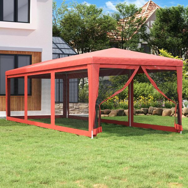 vidaXL Partyzelt mit 8 Mesh-Seitenwänden Rot 3x9 m HDPE, 319245