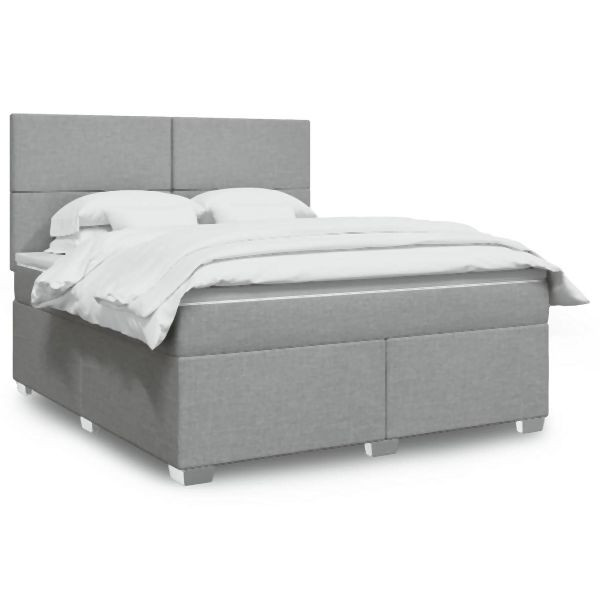 vidaXL Boxspringbett mit Matratze Hellgrau 180x200 cm Stoff, 3290560