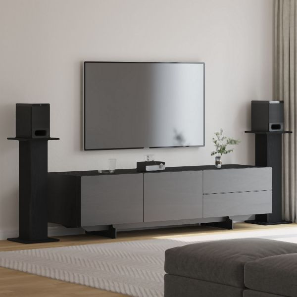 vidaXL Lautsprecherständer 2er Set Schwarz Eiche 30x30x80 cm Holzwerkstoff, 868056