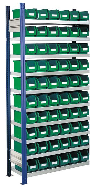 Kappes RasterPlan Anbau-Steckregal mit Lagersichtkästen Mod 10, 2000 x 1000 x 300 mm, AF RAL 5010, Inklusiv 60 x Größe 5, 5203.01.2121