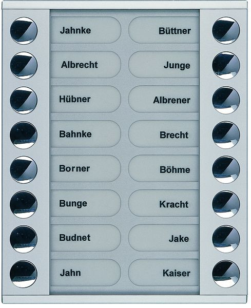 TCS Klingeltastenerweiterung für Audio Außenstation Serie PES/AVE 16 Klingeltasten (rechts-/linksbündig), AP silber, PET16-EN/04