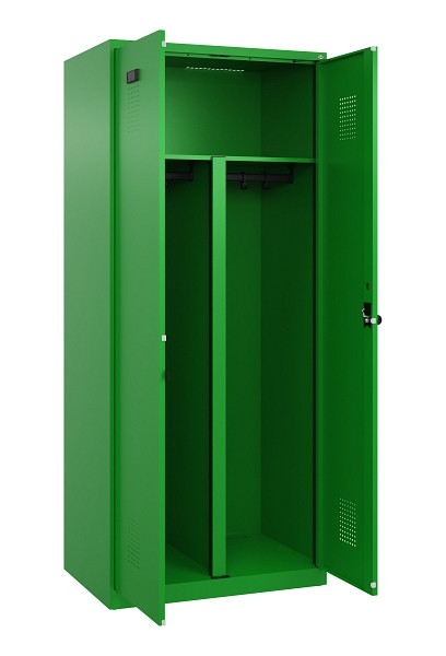 C+P PSA Schwarz-Weiß-Spind Evolo PLUS, 2 Abteile, 1850x800x500mm, 6037/6037, Drehriegel, 049002-22P S10026
