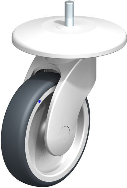 Blickle LWKX-TPA 126G-11-AMWX125 Kunststoff-Lenkrolle WAVE, rostfrei, mit Abweisrad, Thermoplastisches Gummi-Elastomer, Grau, 849369