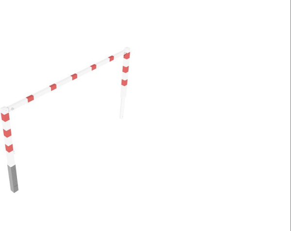 Schake Wegesperren mit Dreikantverschluss schwenkbar mit Oberholm, feuerverzinkt und weiß beschichtet, Gesamtbreite: 2500 mm, 410_25B