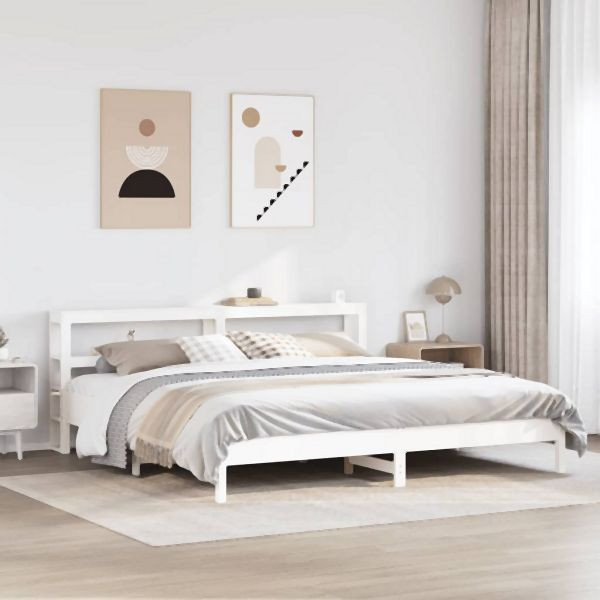 vidaXL Massivholzbett ohne Matratze Weiß 180x200 cm Kiefernholz, 3306139