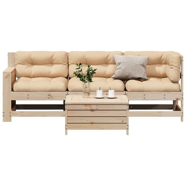 vidaXL 4-tlg. Garten-Lounge-Set mit Kissen Massivholz Kiefer, 3250772