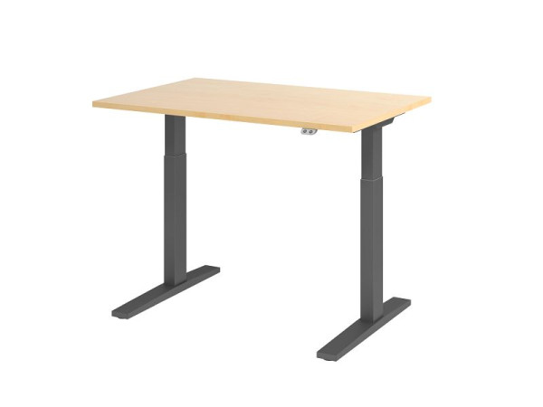 Hammerbacher Schreibtisch XMKA12, 120 x 80 cm, Platte: Ahorn, 25 mm dick, ABS-Dickkante, Rechteckform, Graphit, VXMKA12/3/G