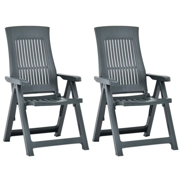 vidaXL Verstellbare Gartenstühle 2 Stk. Kunststoff Grün, 48764
